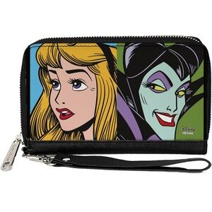 Disney Pop Art Princess & Villain Zip Wallet - Black, Yellow, Green, Purple